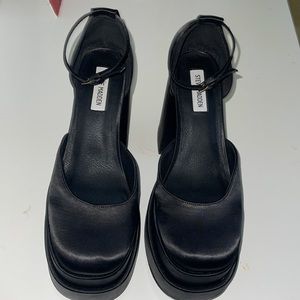 Steve Madden Charlize Black Satin Heels.
